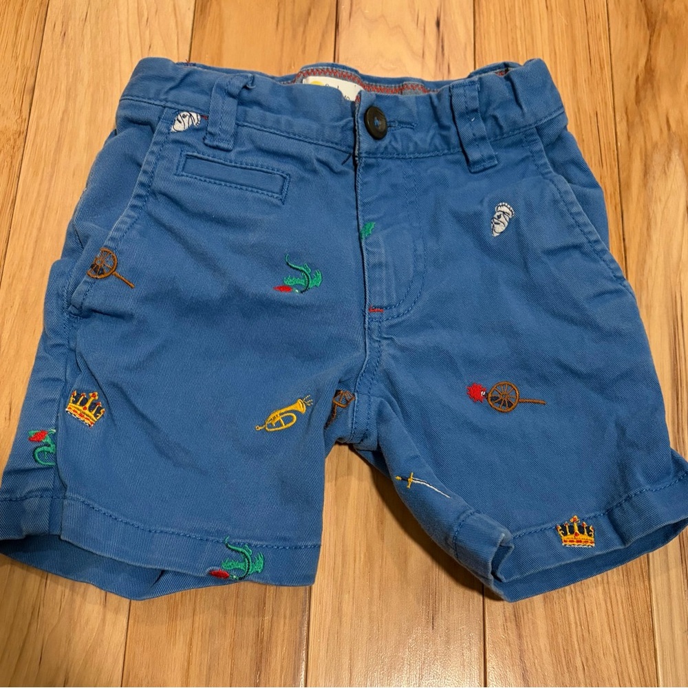 Mini Boden Blue Embroidered Kids Shorts